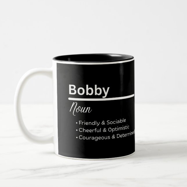 De Café Em Dois Tons Caneca Personalizada Definição do Nome Bobby (Esquerda)