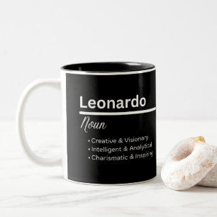 De Café Em Dois Tons Caneca Personalizada Definição do Nome Leonardo Me
