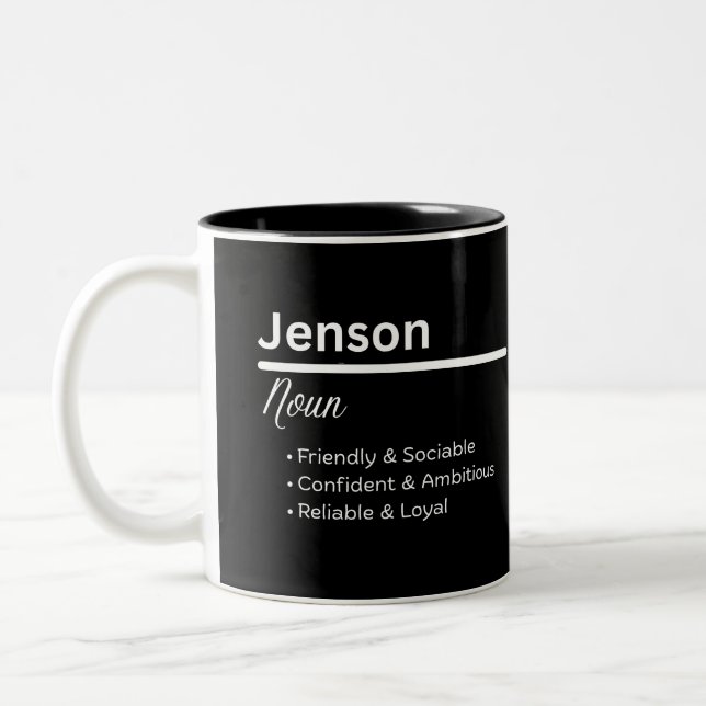 De Café Em Dois Tons Caneca Personalizada Definição do Nome Masculino J (Esquerda)