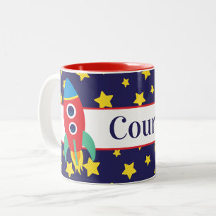 De Café Em Dois Tons Caneca Personalizada do Foguete Espacial