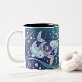 De Café Em Dois Tons Caneca Personalizada do Zodíaco Peixes