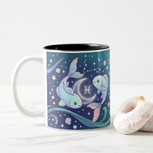 De Café Em Dois Tons Caneca Personalizada do Zodíaco Peixes