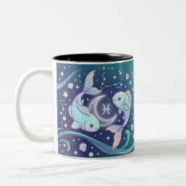 De Café Em Dois Tons Caneca Personalizada do Zodíaco Peixes