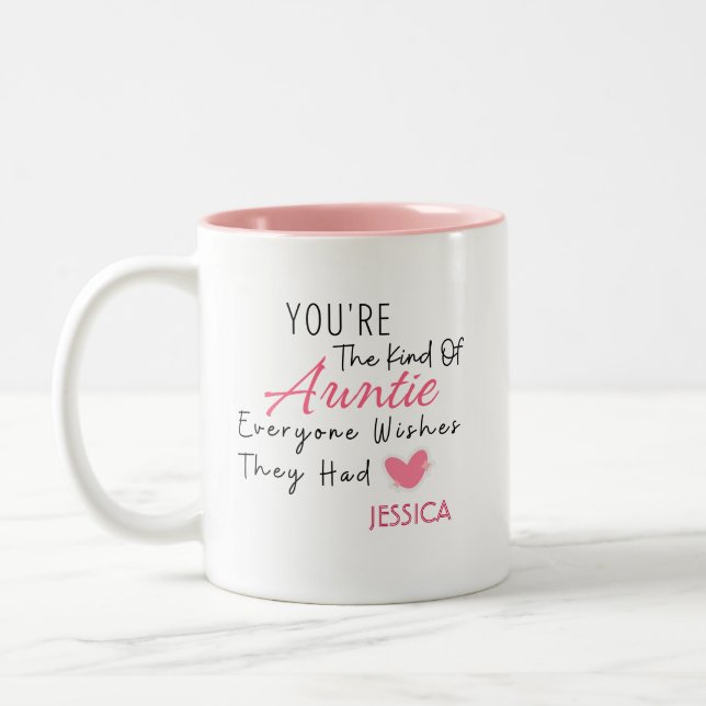 De Café Em Dois Tons Caneca Personalizada Elegante com Flores Rosadas p (Esquerda)