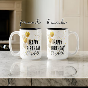 De Café Em Dois Tons Caneca Personalizada Feliz Aniversário, Presente d