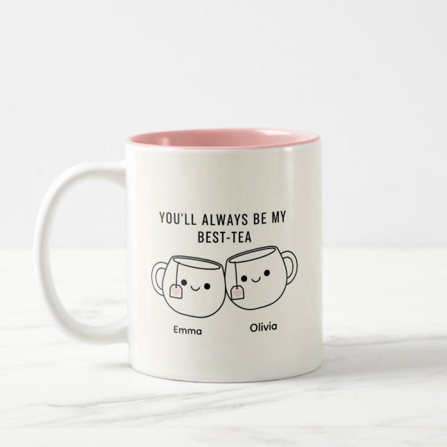 De Café Em Dois Tons Caneca Personalizada "My Best-Tea" Fofa para Melho (Esquerda)