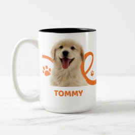 De Café Em Dois Tons Caneca Personalizada para Cães | Nome do Cão Tommy