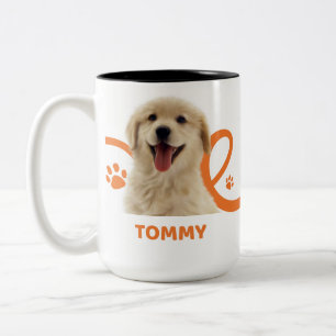 De Café Em Dois Tons Caneca Personalizada para Cães Nome do Cão Tommy