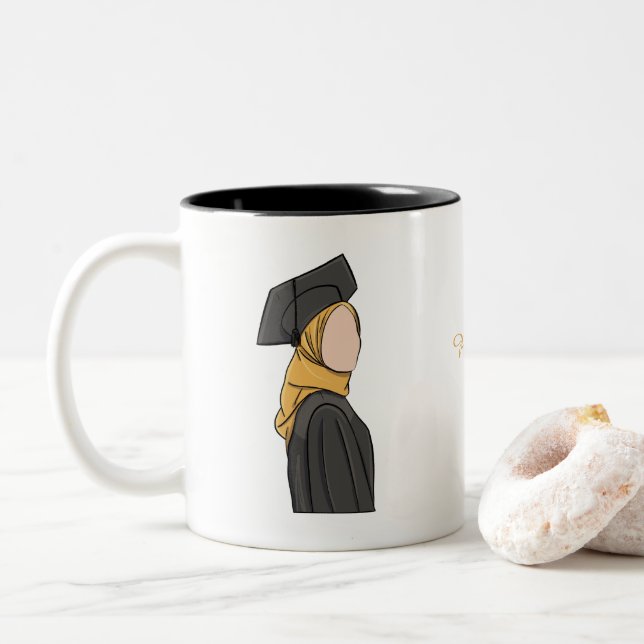 De Café Em Dois Tons Caneca Personalizada para Graduado Muçulmano (Com Donut)