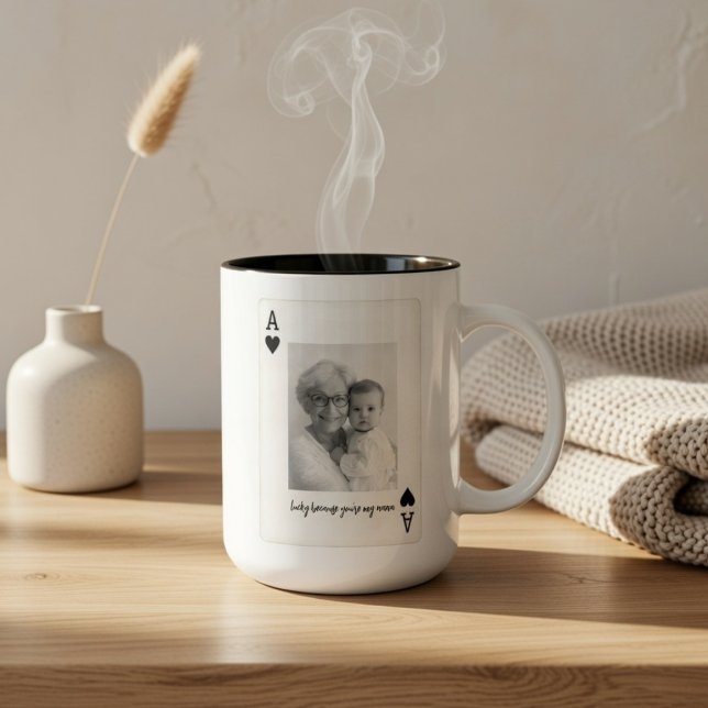 De Café Em Dois Tons Caneca Personalizada para Nana com Foto – Avó Pers (Criador carregado)