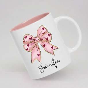 De Café Em Dois Tons Caneca Personalizada Rosa do Presente do Galentine
