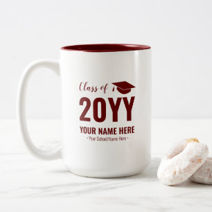 De Café Em Dois Tons Caneca Personalizada Vermelho Borgonha   Presente 