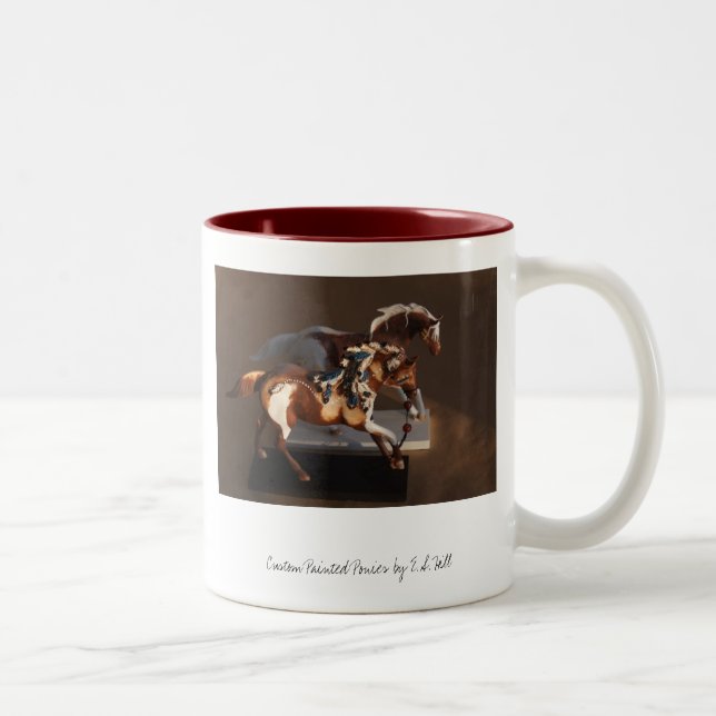 De Café Em Dois Tons Caneca pintada dos pôneis - personalizada - (Direita)