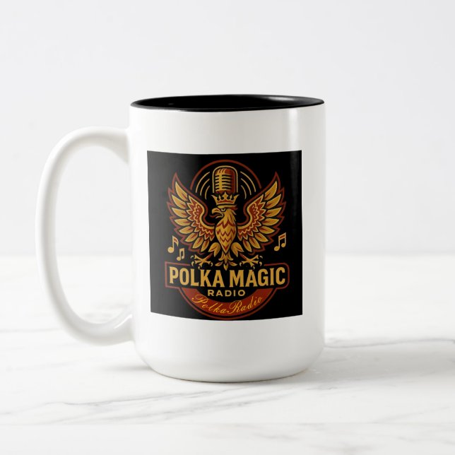 De Café Em Dois Tons Caneca Polka Magia Polka Rádio Caneca (Esquerda)