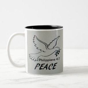 De Café Em Dois Tons Caneca Pombo da Paz com Escrito