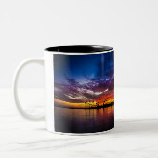 De Café Em Dois Tons Caneca - por do sol do arco-íris da baía da missão