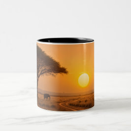 De Café Em Dois Tons Caneca Pôr do Sol na Savana