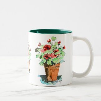 De Café Em Dois Tons Caneca Potted do gerânio