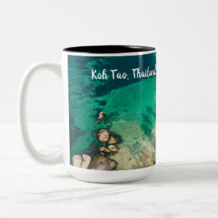 De Café Em Dois Tons Caneca Praia Sai Thong Koh Tao Tailândia