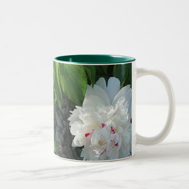De Café Em Dois Tons Caneca preciosa da peônia (Direita)
