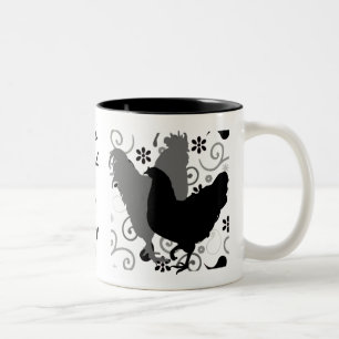 De Café Em Dois Tons Caneca preta & branca da galinha louca