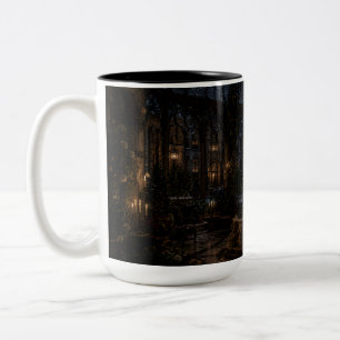 De Café Em Dois Tons Caneca Preta da Biblioteca Gótica Abobadada Soot