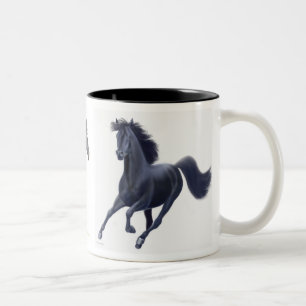 De Café Em Dois Tons Caneca preta dos cavalos do puro-sangue
