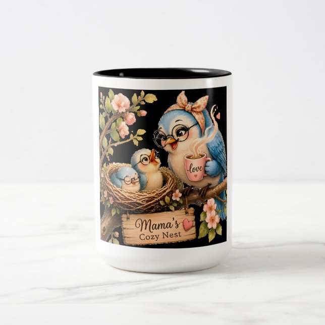 De Café Em Dois Tons Caneca Preta Ninho Aconchegante da Mamãe  (Centro)