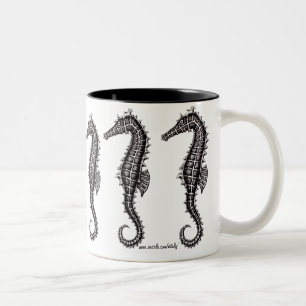De Café Em Dois Tons Caneca preto e branco da arte do desenho gráfico