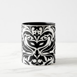 De Café Em Dois Tons Caneca preto e branco do damasco do mascarada