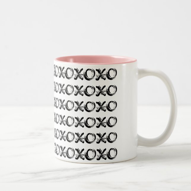 De Café Em Dois Tons Caneca preto e branco do design XOXO (Direita)