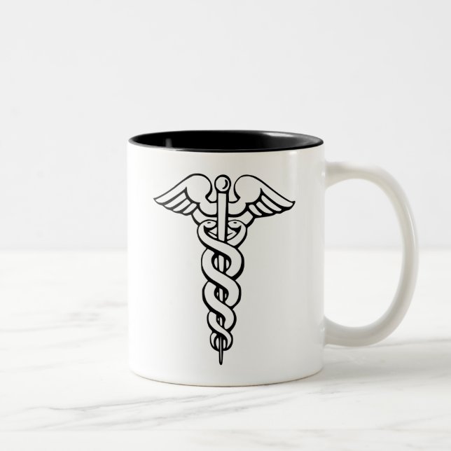 De Café Em Dois Tons Caneca Profissional Símbolo Caduceu Médico (Direita)