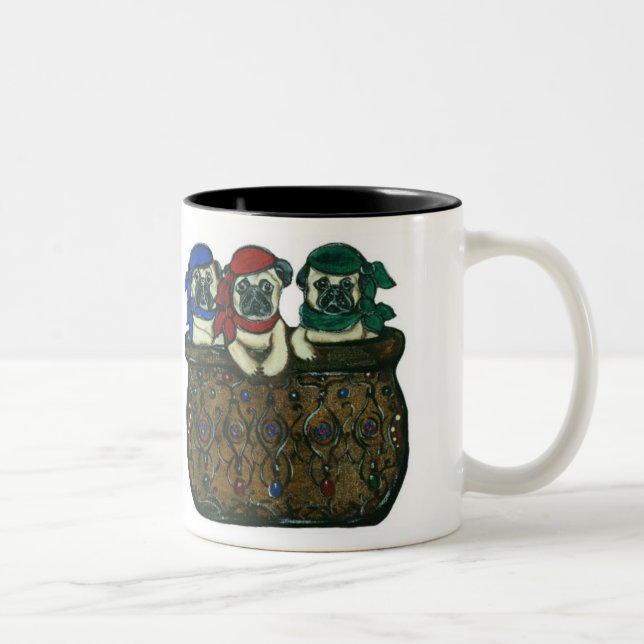 De Café Em Dois Tons Caneca Pug Pirata (Direita)