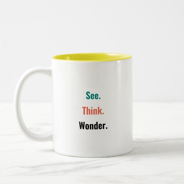 De Café Em Dois Tons Caneca PZ "Veja. Pense. Maravilha-se." (Esquerda)