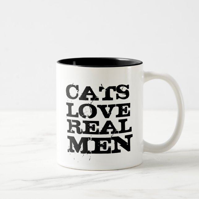 De Café Em Dois Tons Caneca real dos homens do amor dos gatos (Direita)