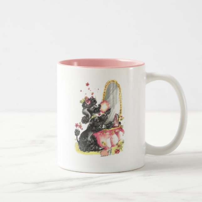 De Café Em Dois Tons Caneca retro da caniche (Direita)