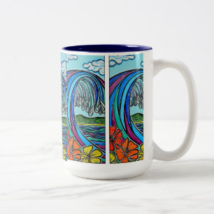 De Café Em Dois Tons Caneca retro da onda