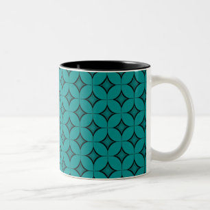 De Café Em Dois Tons Caneca retro da parte alta da cidade, cerceta