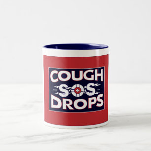 De Café Em Dois Tons Caneca retro dos lollies da tosse do SOS