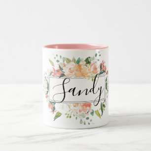 De Café Em Dois Tons Caneca Rosa Floral