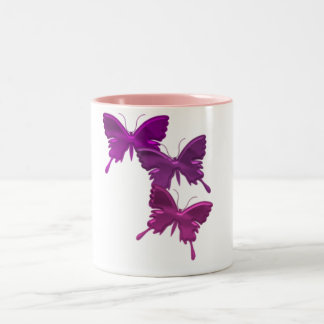 De Café Em Dois Tons Caneca roxa do design da borboleta