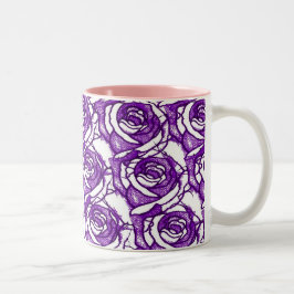 De Café Em Dois Tons Caneca roxa do design dos rosas