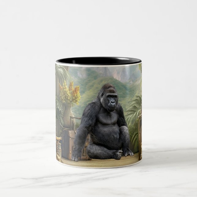 De Café Em Dois Tons Caneca Safari África Gorila Accent (Centro)