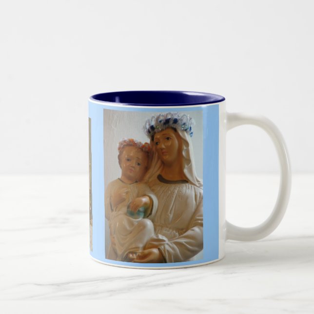 De Café Em Dois Tons Caneca santamente da mãe e da criança (Direita)