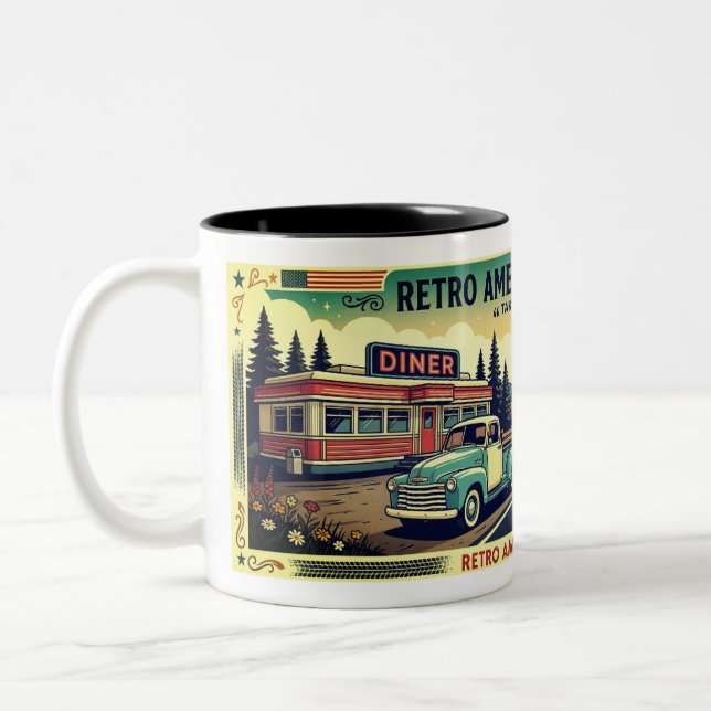 De Café Em Dois Tons Caneca Scenic Route Retro Americana (Esquerda)