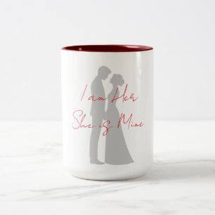 De Café Em Dois Tons Caneca Silhueta Casal Romântico - Eu sou Dela 