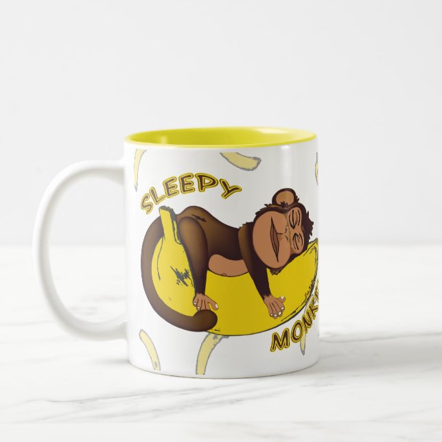 De Café Em Dois Tons Caneca sonolento do macaco (Esquerda)