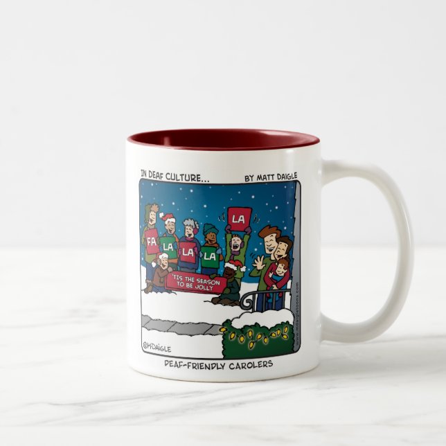 De Café Em Dois Tons Caneca Surdo-Amigável dos Carolers (Direita)