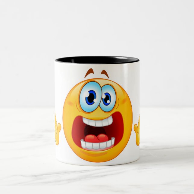 De Café Em Dois Tons caneca terrificada do emoji (Centro)