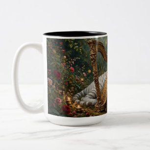 De Café Em Dois Tons Caneca Tigre Branco e Harpa Dourada – Harmonia Flo